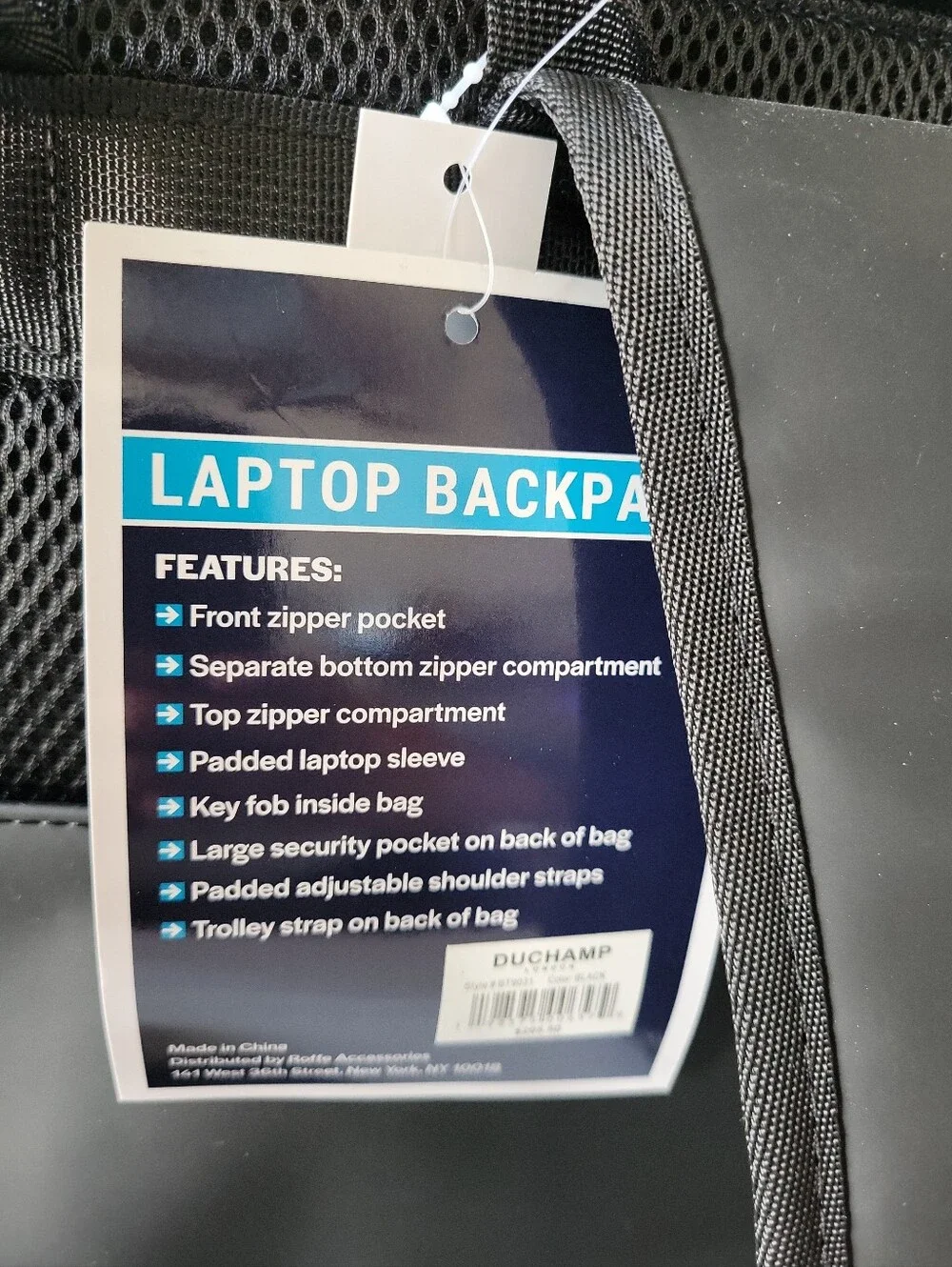Duchamp London Black Laptop Backpack Rubberized Commuter Travel MSRP $205 NWT